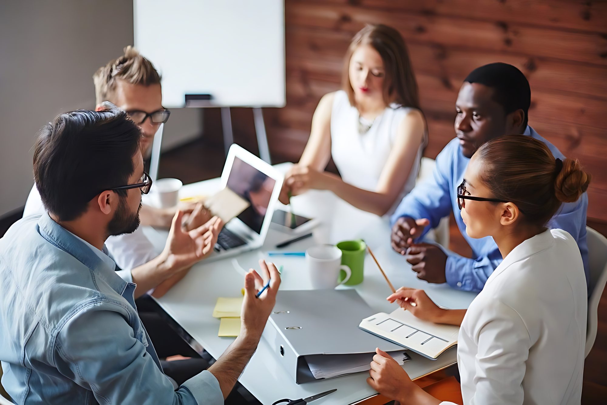 Team meeting around a conference table